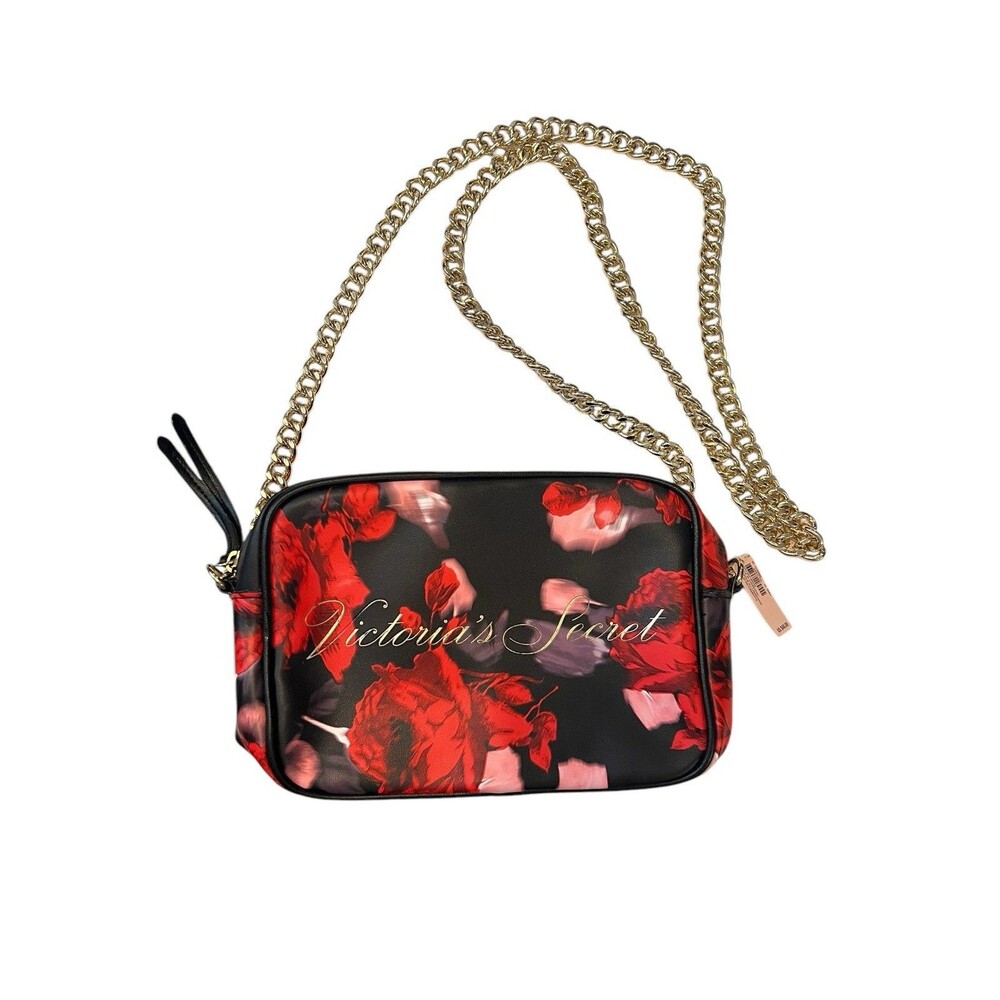 VS Victoria's Secret Rose Floral Crossbody‎ Bag Gold Plated Hardware w/ Tags